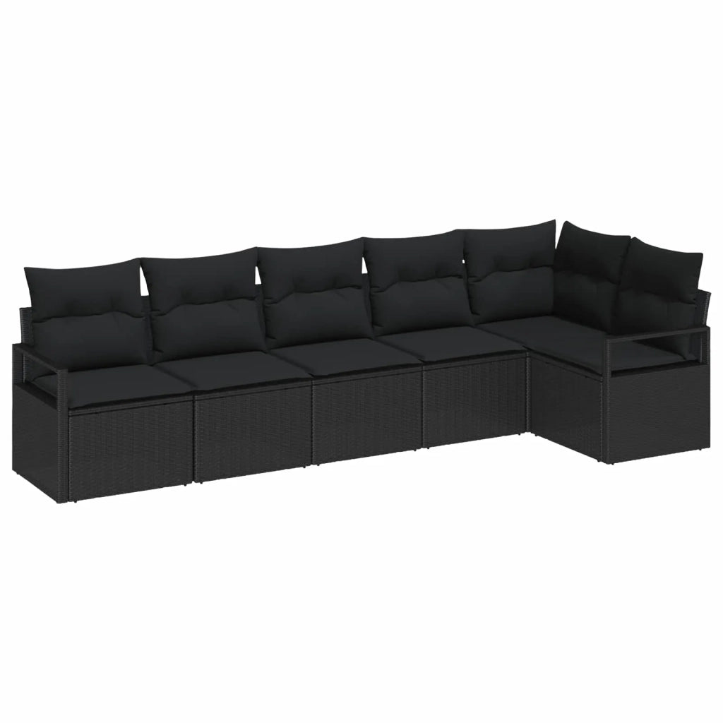 Set Divano da Giardino con cuscino 6 pcs Nero polyrattan 3355072