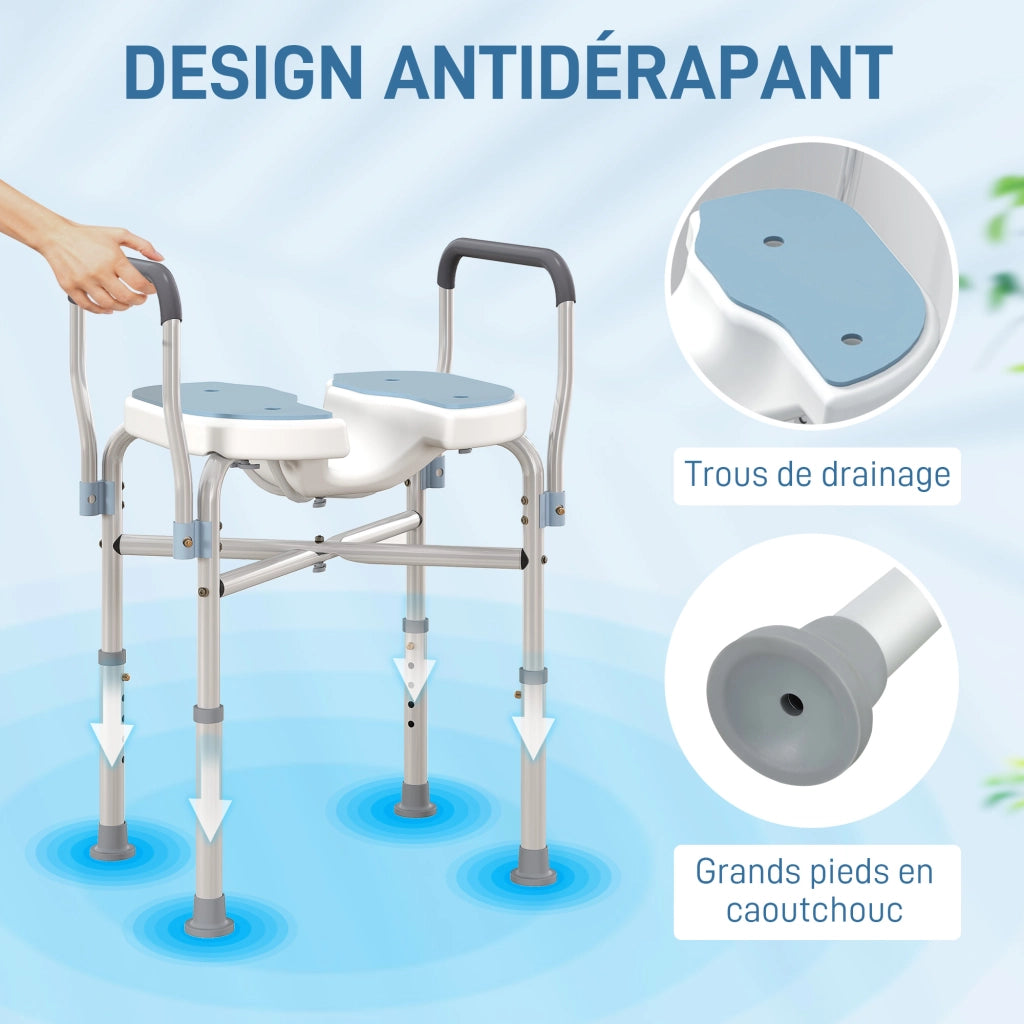 Sedia da doccia con braccioli ¨C Minimal ¨C blu chiaro 53x36x64-75 cm