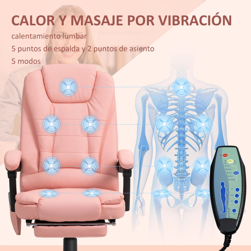 Sedia da ufficio massaggiante con poggiapiedi retrattile ¨C zephmum ¨C rosa