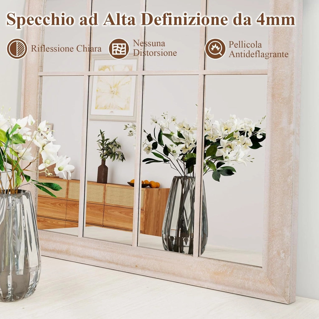 Specchio da Parete, Specchio a Finestra ad Arco con Cornice Metallica, Antideflagrante per Soggiorno Ingresso Corridoio, 88 x 69,5 cm (Stile 2)