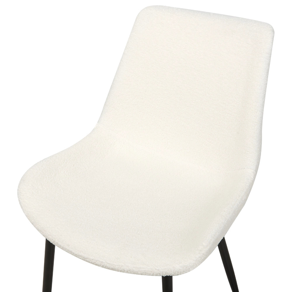 Set di 2 sedie da pranzo in tessuto bouclè bianco braccioli schienale intagliato gambe in metallo moderna industriale