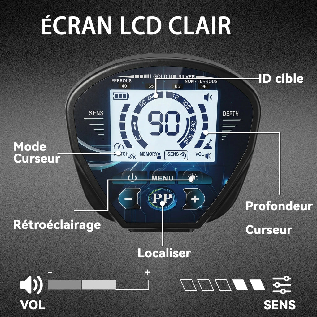 Metal Detector ¨C zephmum ¨C Bobina Impermeabile IP68 LCD 3 Modelli