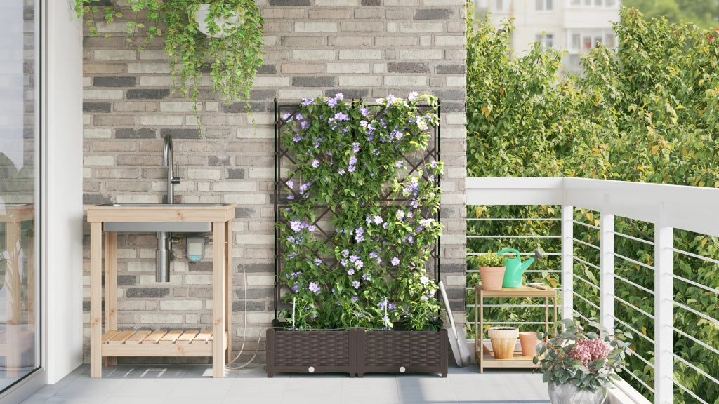 Vasi da Giardino con Sistema di Irrigazione 2 pz Marrone