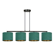 Lampada a sospensione HILDE in acciaio nero e velluto verde