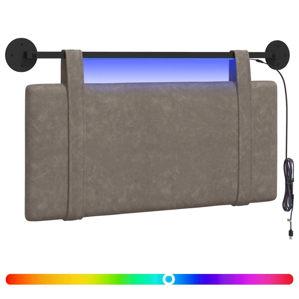 Testiera | Testata sospesa Con luce LED Grigio PU Antico