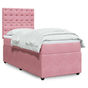 vidaXL Giroletto a Molle con Materasso Rosa 90x200 cm in Velluto