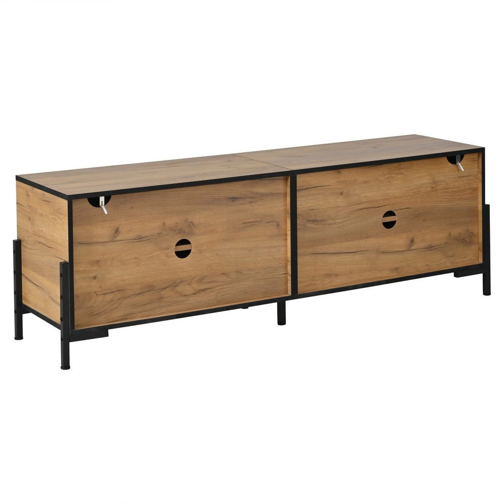 Mobile TV con 4 Ante ¨C Xylo ¨C Legno Naturale e Nero, 153x40x50 cm
