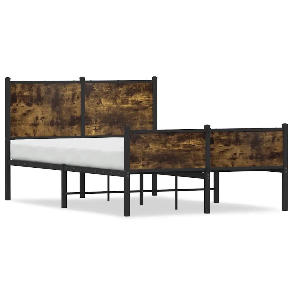 Letto matrimoniale | Letto per adulti | Giroletto senza Materasso in Metallo Rovere Fumo 120x190 cm