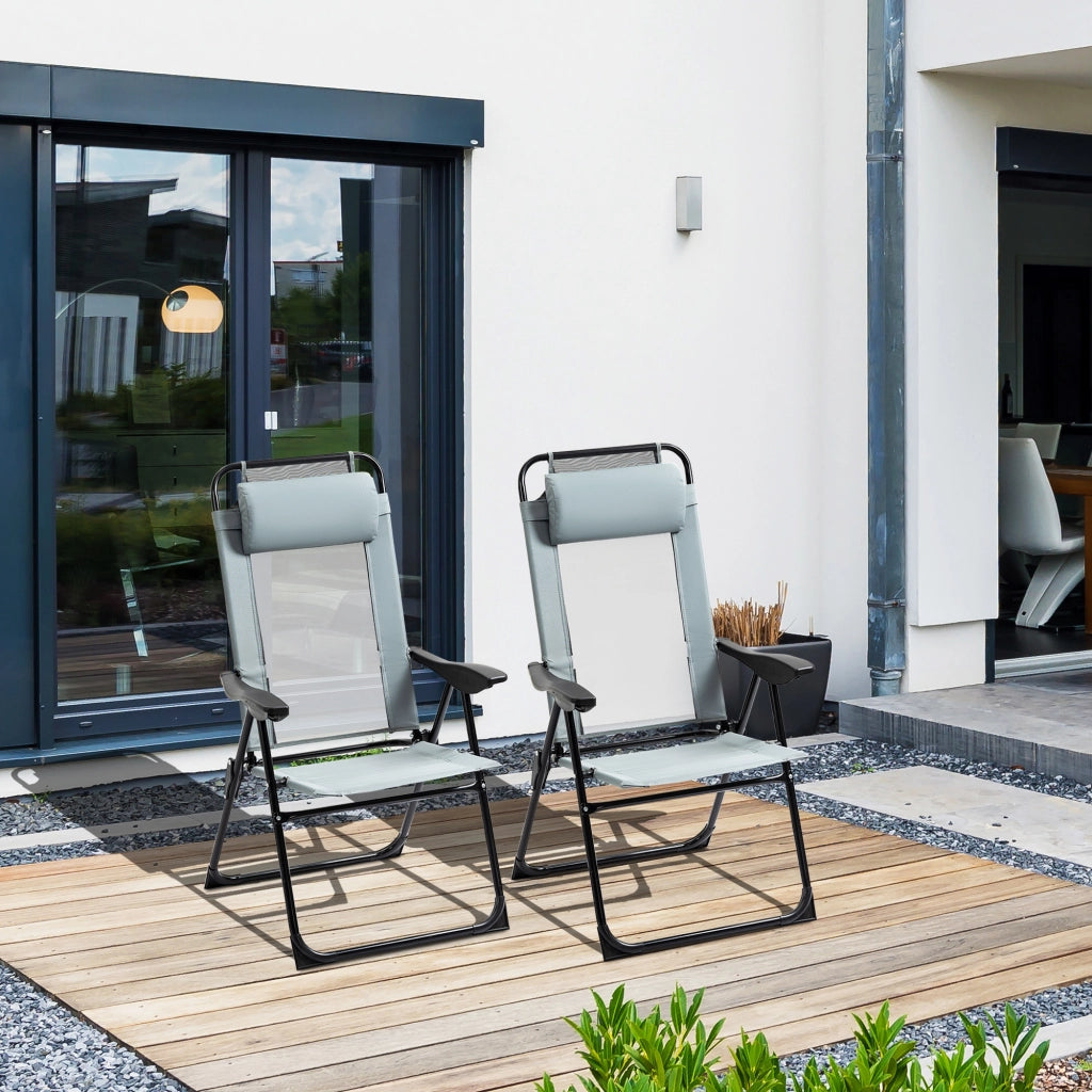 Set di 2 sedie da giardino pieghevoli ¨C zephmum ¨C Grigio, Polipropilene, Acciaio