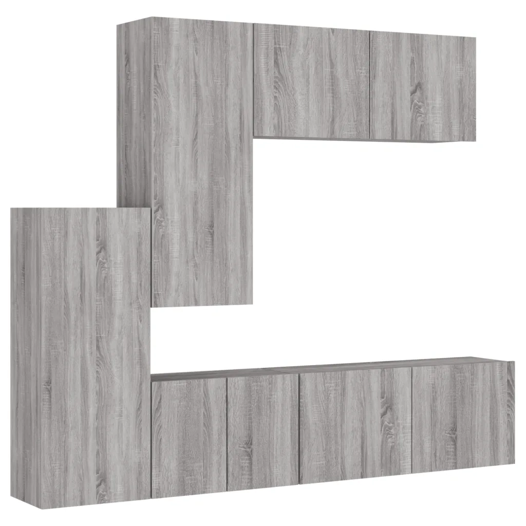 vidaXL Mobili TV a Muro 5pz Grigio Sonoma in Legno Multistrato