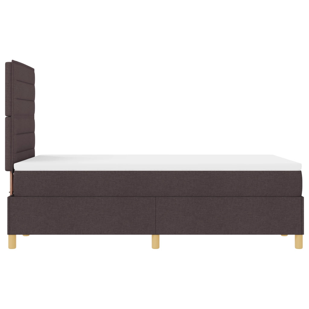 Letto con Box Spring e Materasso Marrone Scuro Matrimoniale in Tessuto