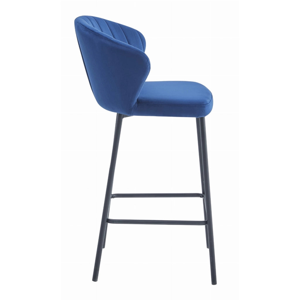 Set di 3 sgabelli bar Gatta in velluto blu e acciaio