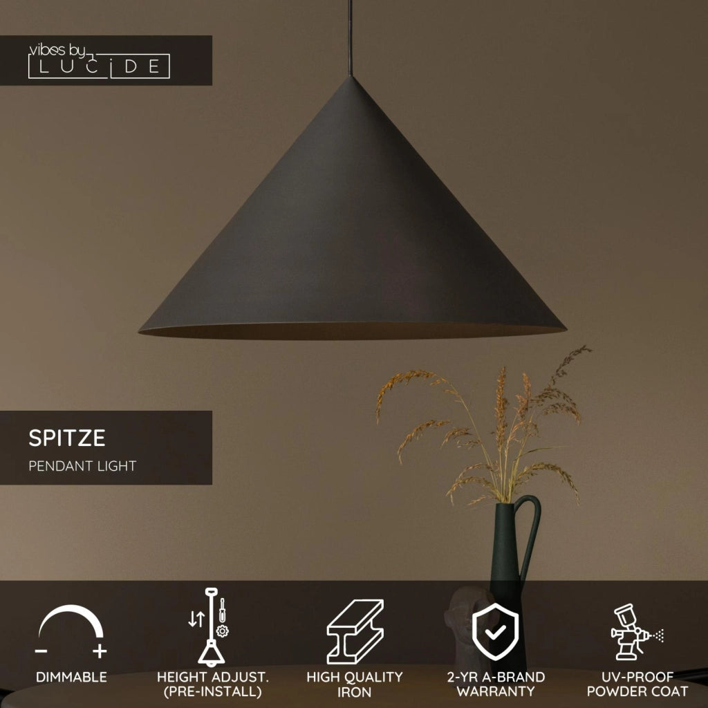 Lampada sospesa SPITZE 1xE27 metallo grigio nero Lucide