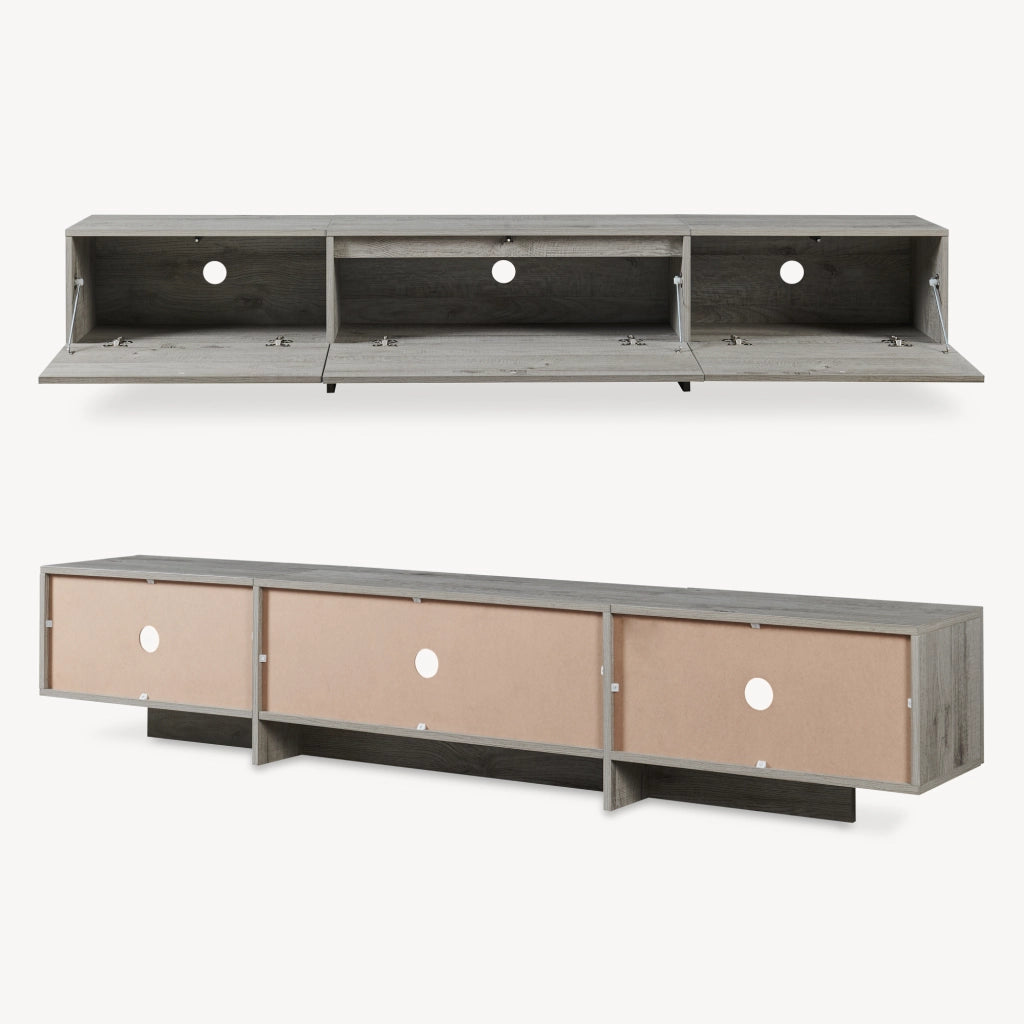 Mobile porta TV Kapipimso con Ante a Ribalta - Effetto Rovere, Grigio [en.casa]