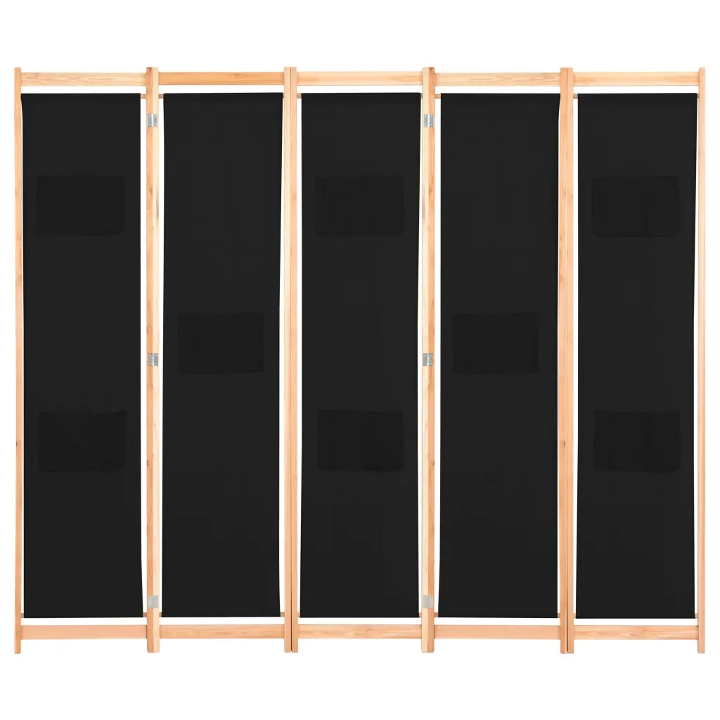 Divisorio a 5 Pannelli Nero 200x170x4 cm in Tessuto cod mxl 67360