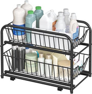 Organizzatore per cucina e bagno 2 livelli - sistema di archiviazione - stivabile - resistente alla ruggine - maniglie metalliche