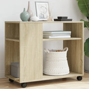 Tavolino con Ruote Rovere Sonoma 70x35x60 cm in Truciolato 853148
