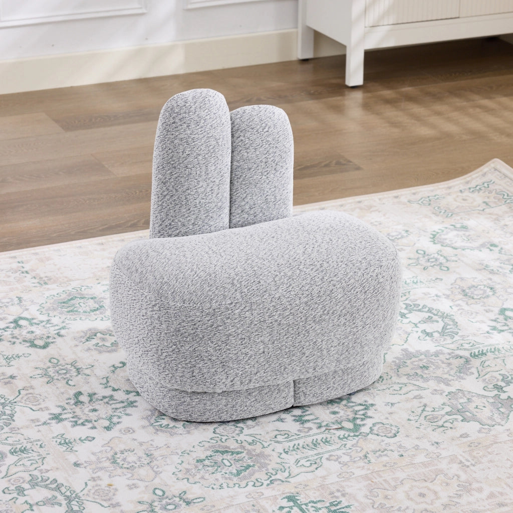 Pouf imbottito a coniglio con orecchie ricamate grigio antico