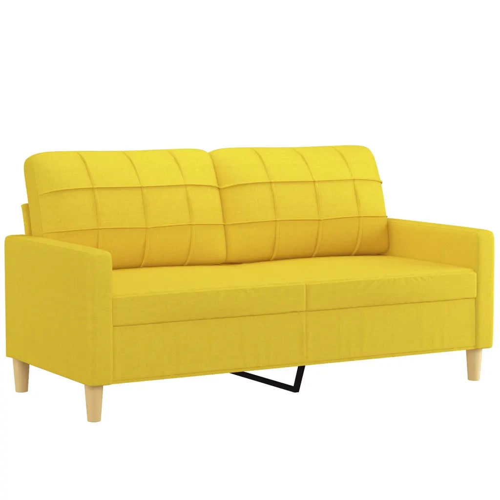 Set di Divani 2 pz con Cuscini Giallo Chiaro in Tessuto