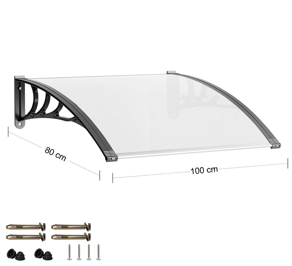 Pensilina Tettoia Modulare 100x80 Cm Tetto Esterno Alveolare Policarbonato Resistente Trasparente