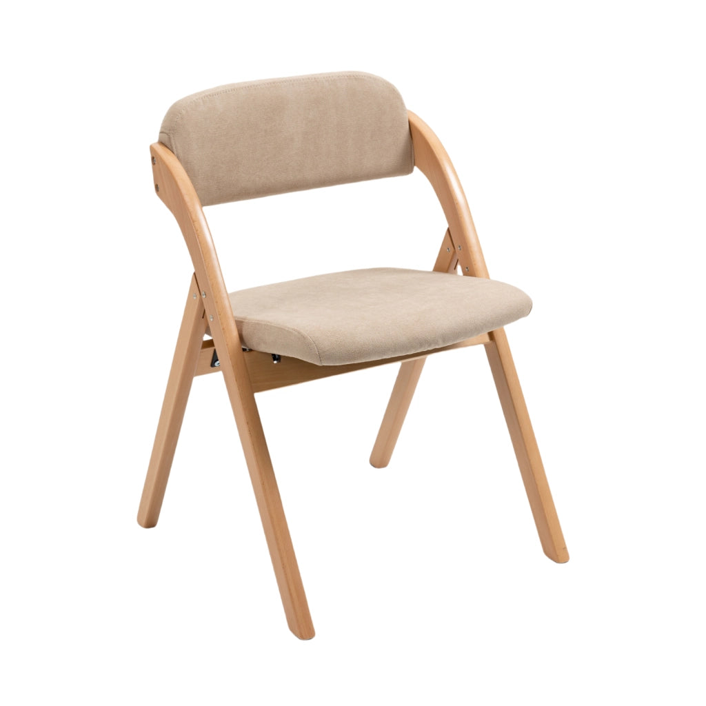 Sedie Pieghevoli Imbottite Set 2 Pezzi ¨C MINIMAL ¨C Legno, Rivestimento Rimovibile, Beige