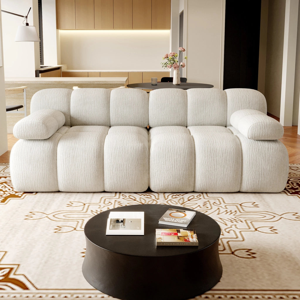 DIVANO Angolare 200x100x68 cm Tessuto Bianco Senza Montaggio