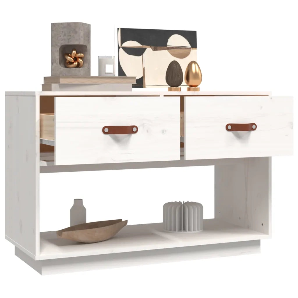 Mobile Porta TV Bianco 90x40x60 cm in Legno Massello di Pino 821523
