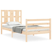 Giroletto con Testiera-Struttura letto con testiera Single in Legno Massello