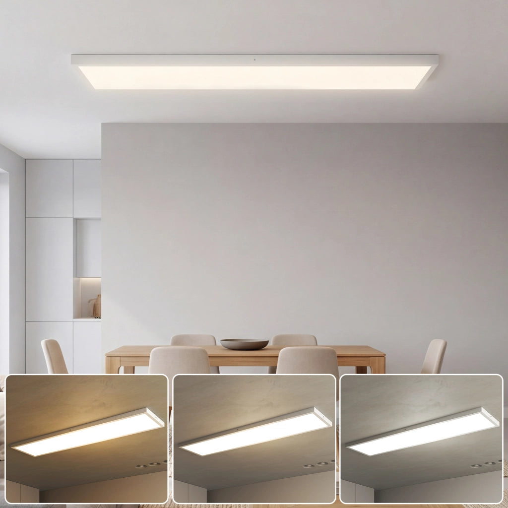 Lampada da Soffitto a 4 Luci ¨C zephmum ¨C Bianco 120x30x3,7 cm