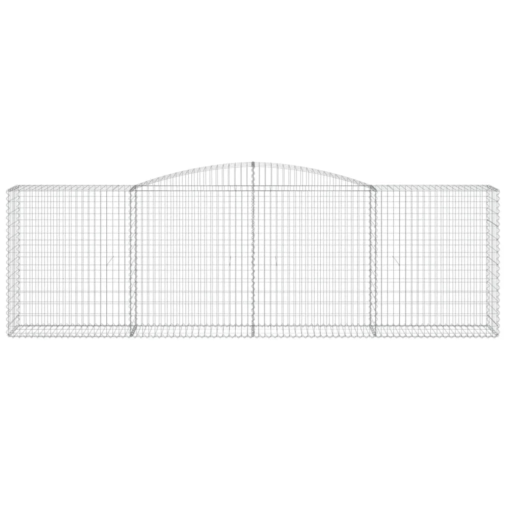 Cestini gabbioni recinzione a gabbia muro di contenimento ad arco 3 pezzi 400 x 50 x 120/140 cm ferro zincato argento 02_0040798