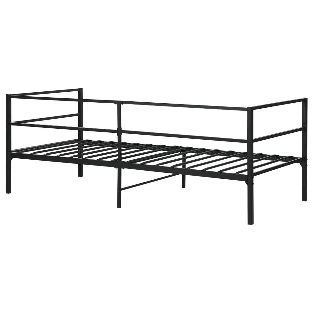 Letto in metallo nero UE singolo 90 x 200 cm 3ft stile industriale moderno con doghe integrate