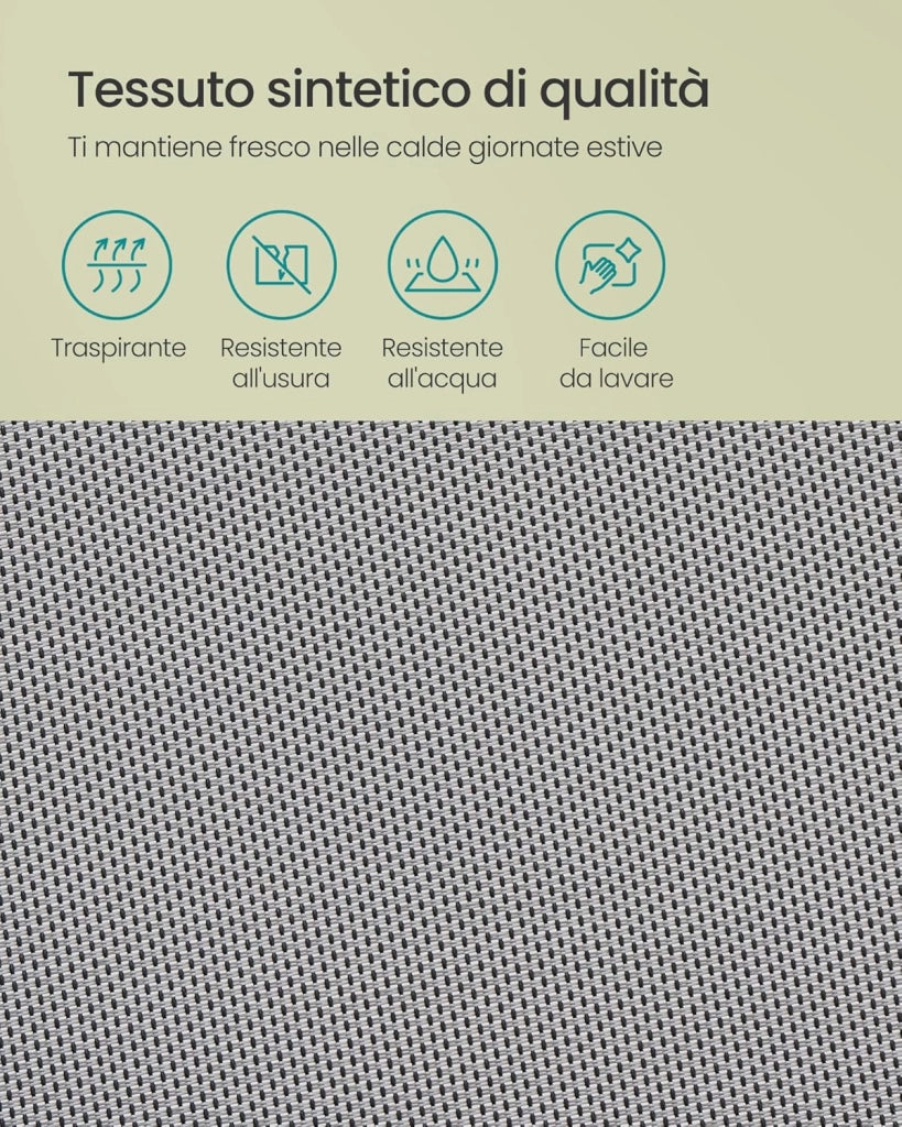 SONGMICS Sedie da Giardino, Set di 4 Sedie Pieghevoli, per Esterno, con Struttura in Metallo, Schienale Regolabile in 8 Posizioni, Capacità di Carico fino a 150 kg, Grigio GCB30GY