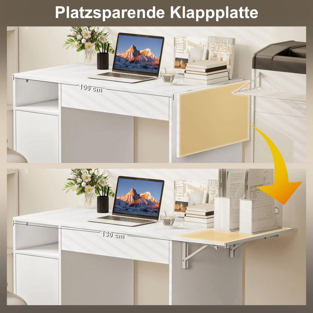 Scrivania computer con cassetto e scaffale ¨C zephmum ¨C bianco 90x50x75