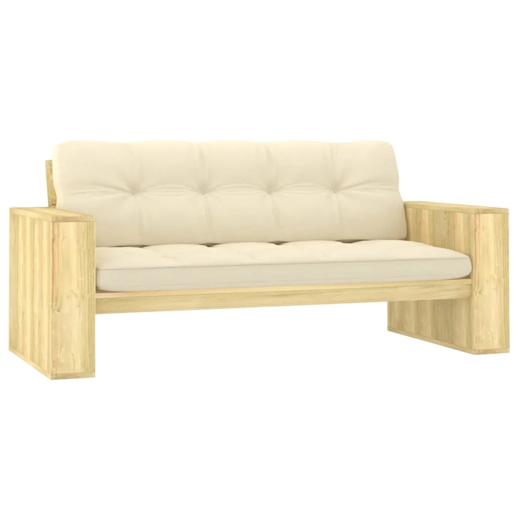 Panca da giardino mobili da esterno per patio mobili da terrazza con cuscini color crema 179 x 76 x 76 cm pino impregnato 02_0011628