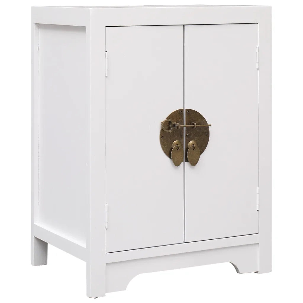 Comodino Bianco 38x28x52 cm in Legno di Paulownia  cod mxl 31254