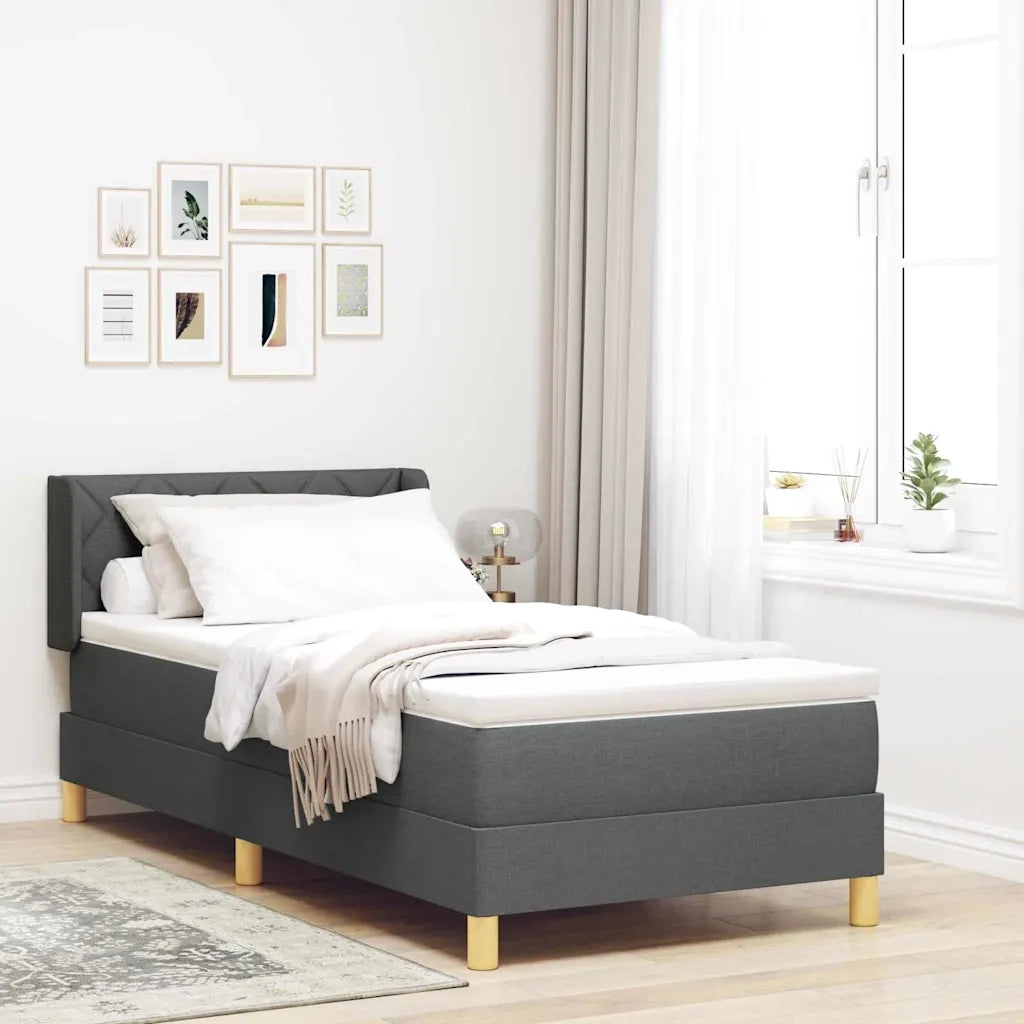 Letto a molle con materasso Grigio scuro 190 x 90 cm Poliestere 3341329