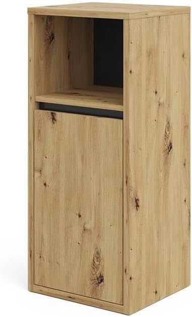 Mobiletto midi Viola, Verde/Artigianale, 33 x 80 cm con porta e ripiano aperto, per montaggio a parete con vani a giorno e vani chiusi
