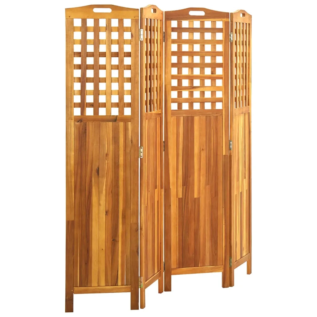 Divisorio a 4 Pannelli Grigio 161x2x170 cm in Massello Acacia 311880