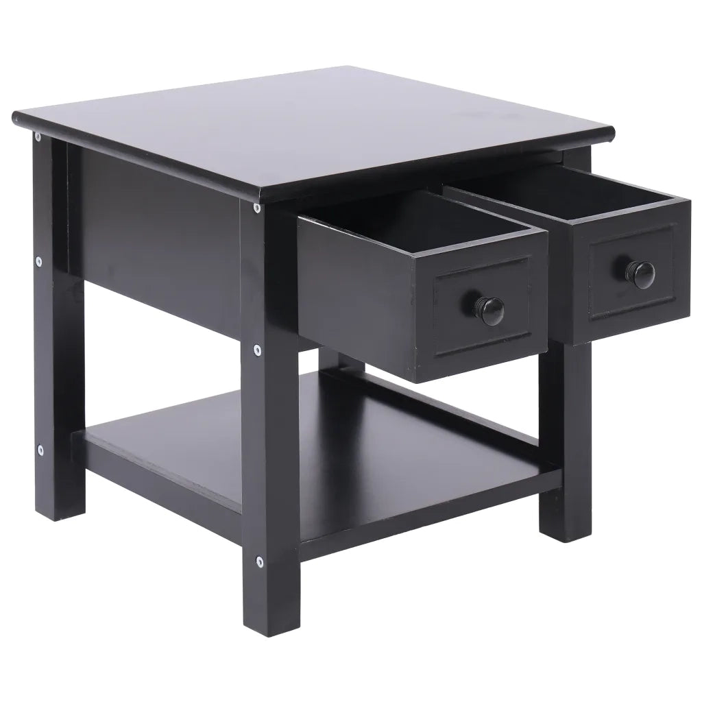 Tavolino Laterale Nero 40x40x40 cm in Legno di Paulownia 284071