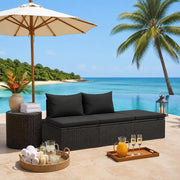 Sun Lounger With Cushion, Poly Rattan, Black