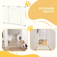 Cancelletto per Cani taglia Piccola e Media con Chiusura Automatica, in Acciaio e PA, 74-100x76 cm, Bianco
