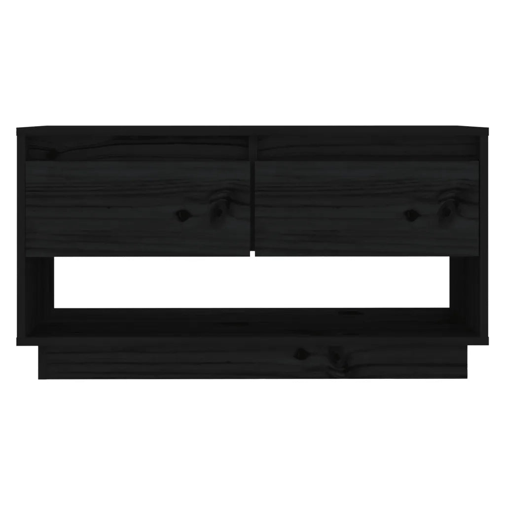 Mobile Porta TV Nero 74x34x40 cm in Legno Massello di Pino