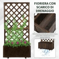 Fioriera da Esterno con Grigliato per Rampicanti e Vaso, in Legno di Abete, 72.5x31.5x149.5 cm