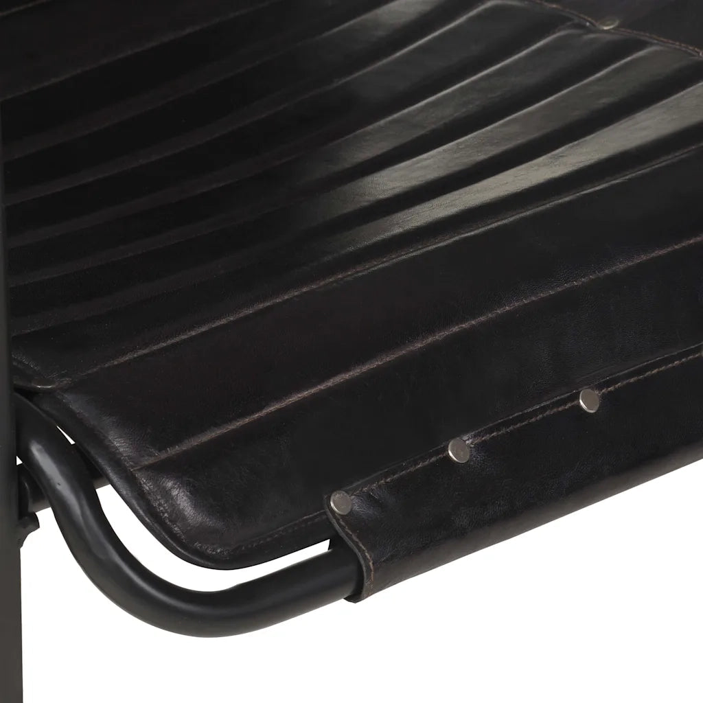 Divano Sedia-Poltrona Relax con Poggiapiedi Nera in Vera Pelle