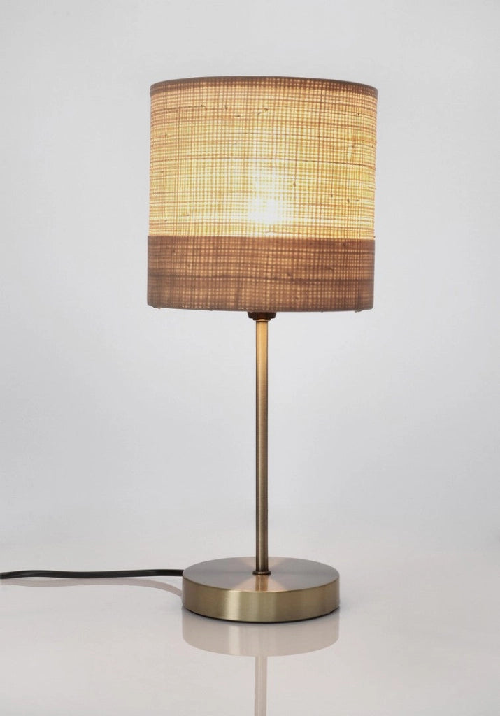 Lampada da Tavolo con Base in Acciaio e Paralume in Rafia - ZAIN