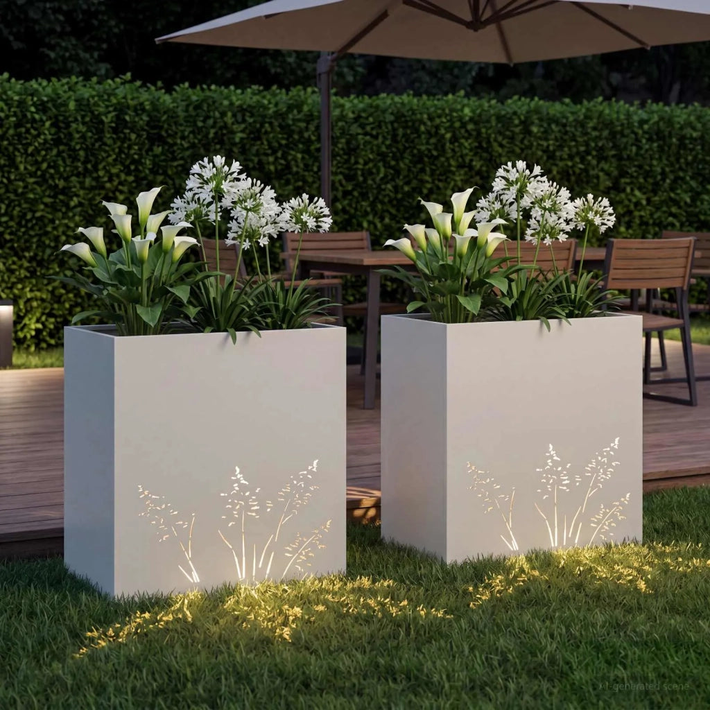 Vaso da giardino 2 pz Bianco 50 x 30 x 49 cm 8005809