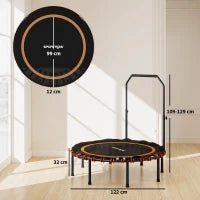 Trampolino Fitness con Maniglione Regolabile, in Acciaio e Plastica, Arancione