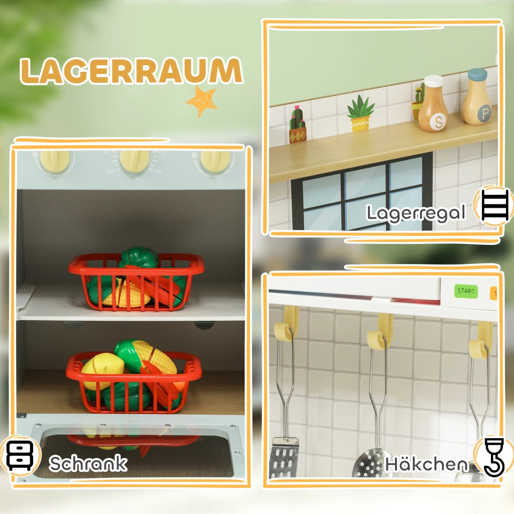 Cucina Giocattolo per Bambini ¨C zephmum ¨C Bl¨´, MDF, Acciaio, con Utensili