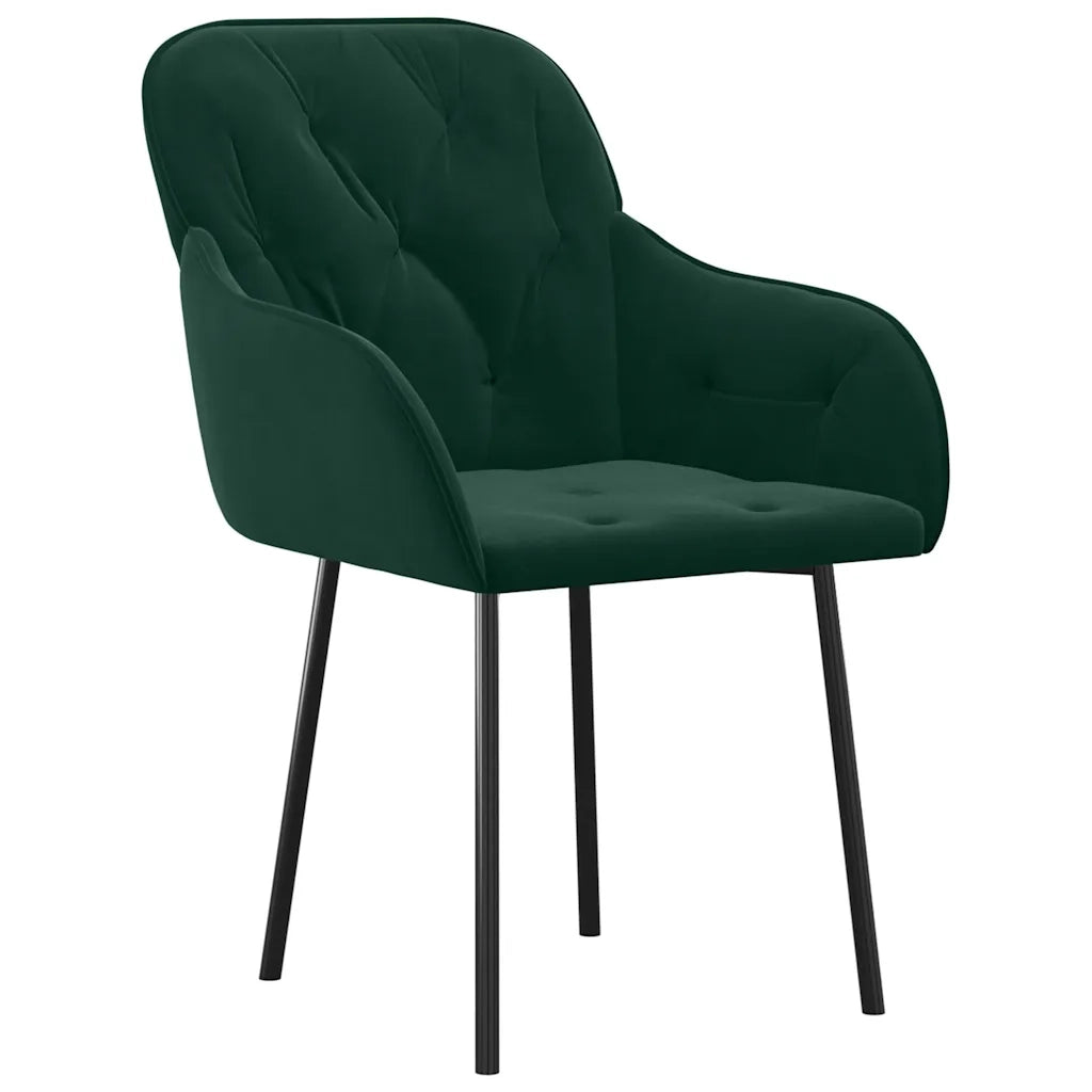Sedie da Pranzo 2 pz | Sedie da cucina Verde Scuro in Velluto