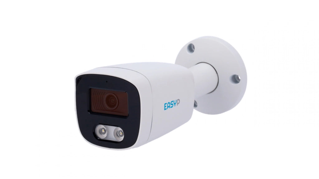 Telecamera Bullet IP AI EASY-P 8MP | Ottica 2.8 mm IR 40 m | Luce bianca 30 m | Microfono Installazione Plug & Play Supporta UMD e Motion Detect 2.0 IP67 | PoE | P2P | Metallo